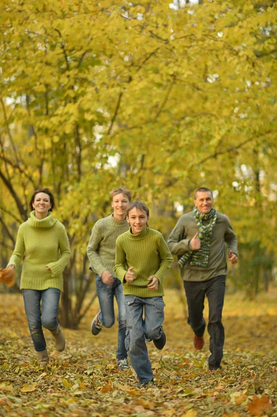 Familj i höstparken — Stockfoto