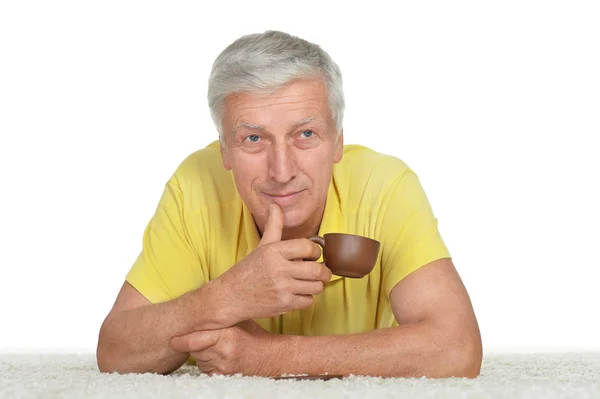 Viejo con taza — Foto de Stock