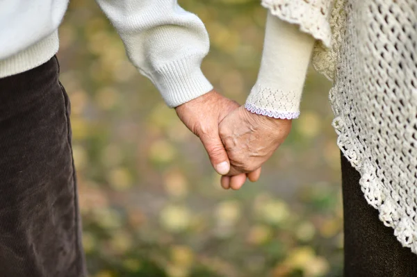 Elderly couple holding hands — Stock Photo, Image