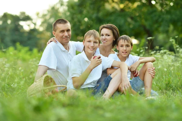 Familie in zomer park — Stockfoto