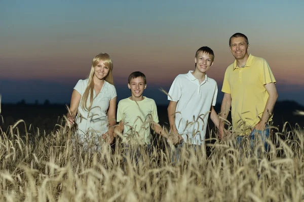 Família em pé no campo — Fotografia de Stock