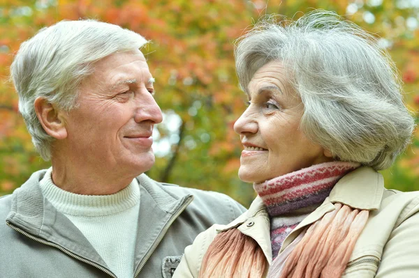 Couple in autumn park — Stock Photo, Image