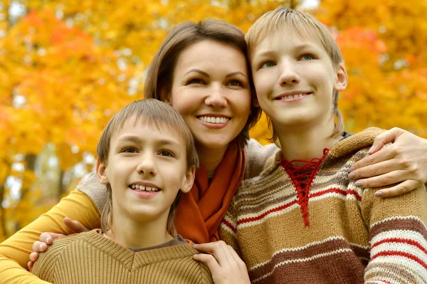 Mother and sons in  park — Stock Photo, Image