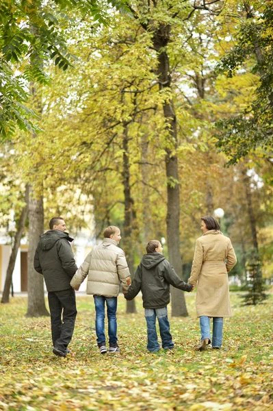 Familj på fyra i park — Stockfoto