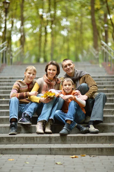 Aile parkta yürüyor. — Stok fotoğraf