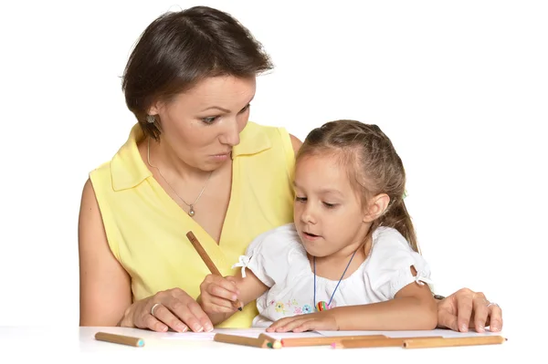 Mutter und Tochter zeichnen — Stockfoto