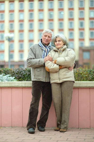 Senior couple in autumn park — Stock Photo, Image