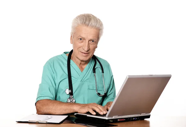 Doctor with a laptop — Stock Photo, Image