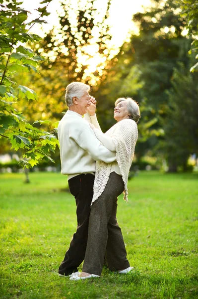 Ouder paar dansen in park — Stockfoto