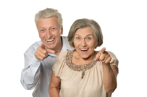 Älteres Ehepaar zeigt an — Stockfoto