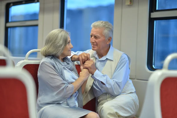 Couple in train — Stock Photo, Image