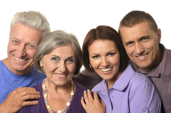Familjeporträtt med äldre föräldrar — Stockfoto