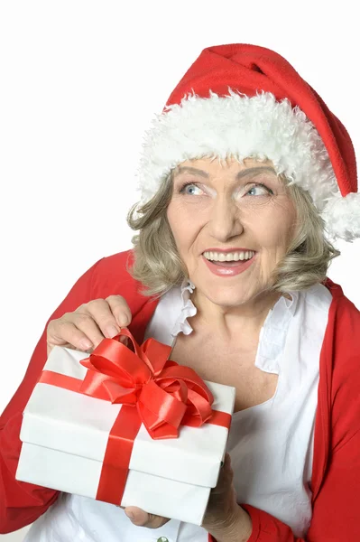 Senior woman holding a gift — Stock Photo, Image