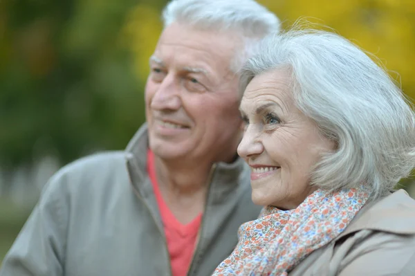 Elderly couple at nature — Stock Photo, Image