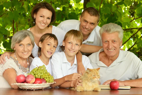 夏の果物を食べる家族 — ストック写真