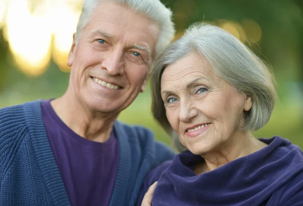 Seniorenpaar in park — Stockfoto