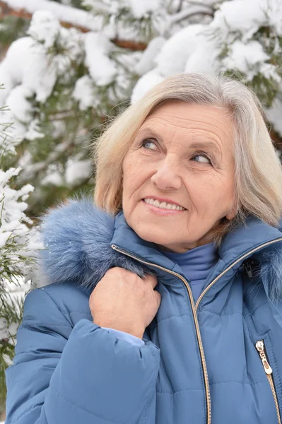 Vecchia donna in inverno — Foto Stock