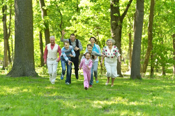 Familj i skogen — Stockfoto