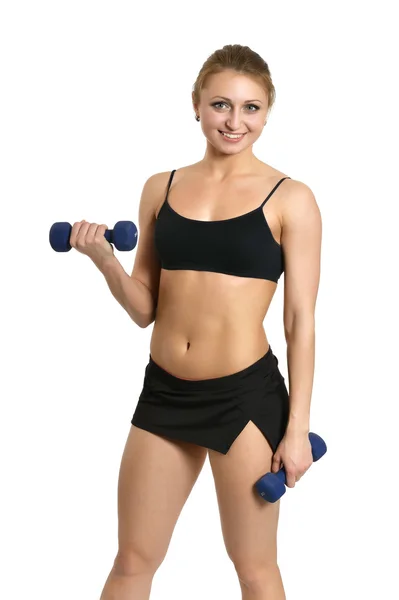 Woman workout with dumbbells — Stock Photo, Image