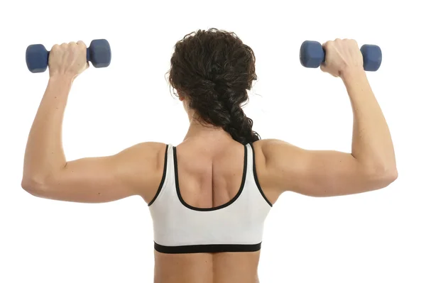 Woman  with dumbbells — Stock Photo, Image