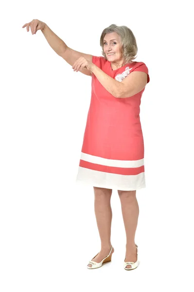 Senior woman  pointing — Stock Photo, Image