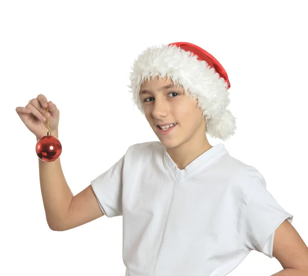 Pojke med christmas ball — Stockfoto