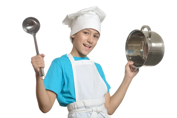 Pboy noszenia munduru szefa kuchni — Zdjęcie stockowe