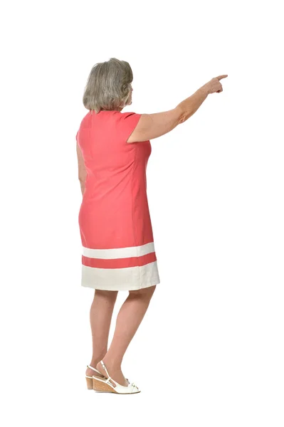 Senior mulher apontando — Fotografia de Stock