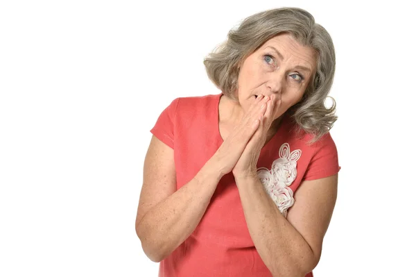 Scared senior woman — Stock Photo, Image