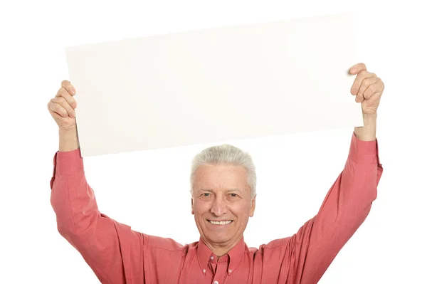 Senior man with blank — Stock Photo, Image