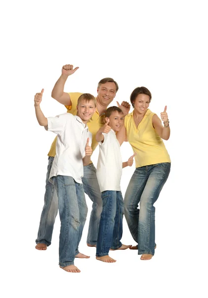 Семья показывает большие пальцы вверх — стоковое фото