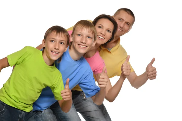 Familia mostrando pulgares hacia arriba — Foto de Stock