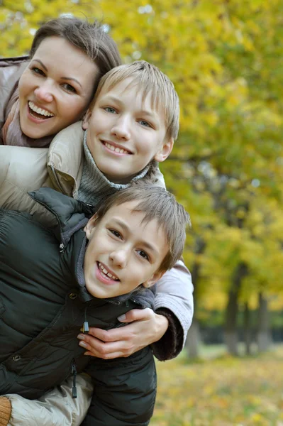 Mother and sons in  park — Stock Photo, Image