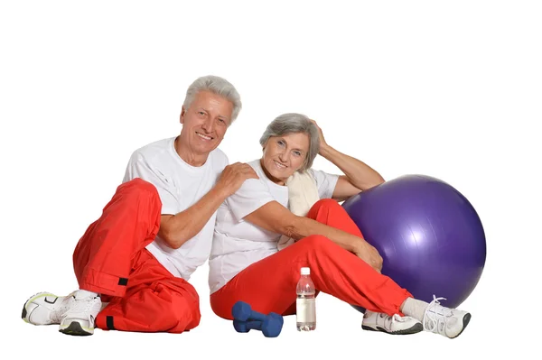 Elderly couple exercising — Stock Photo, Image