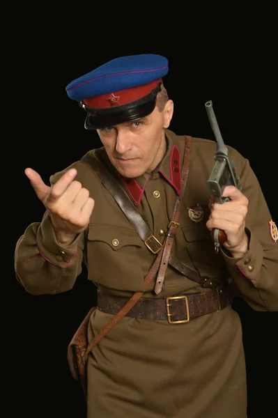 Colonel commander with a gun — Stock Photo, Image