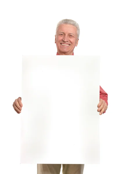 Senior man with blank — Stock Photo, Image