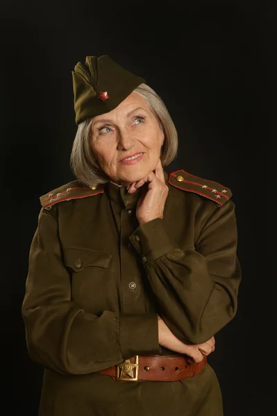 Elderly female soldier — Stock Photo, Image