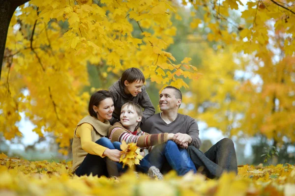 Family relaxing in autumn park — Stock Photo, Image