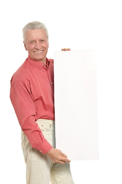 Senior man with blank — Stock Photo, Image