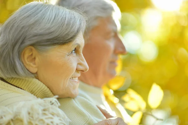 Senior couple in autumn park — Stock Photo, Image