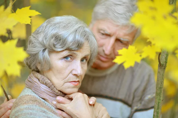 Triste couple aîné dans le parc — Photo