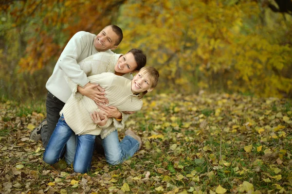 Familia en el parque de otoño — Foto de Stock