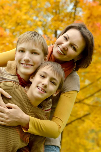 Mother and sons in  park — Stock Photo, Image