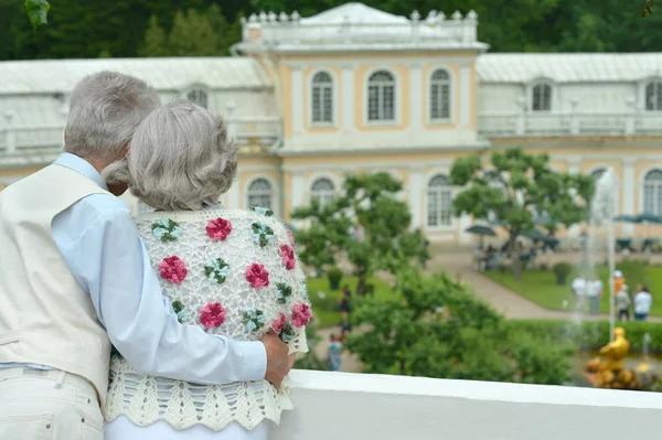 Casal de idosos no parque de verão — Fotografia de Stock