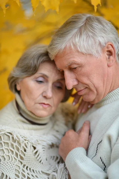 Triste pareja de ancianos en el parque —  Fotos de Stock