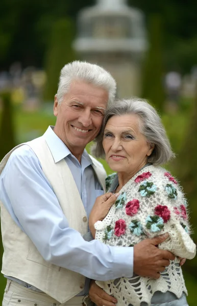 Bejaarde echtpaar in zomer park — Stockfoto