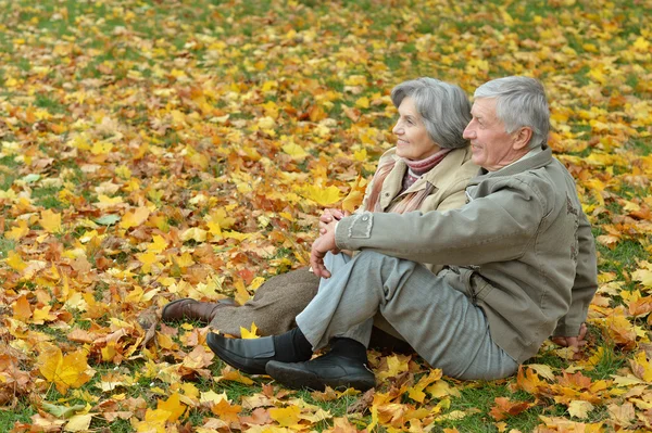 Oude mensen zitten in park — Stockfoto