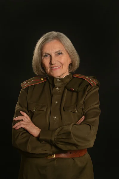 Elderly female soldier — Stock Photo, Image