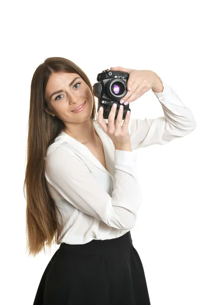 Hermosa mujer con cámara — Foto de Stock