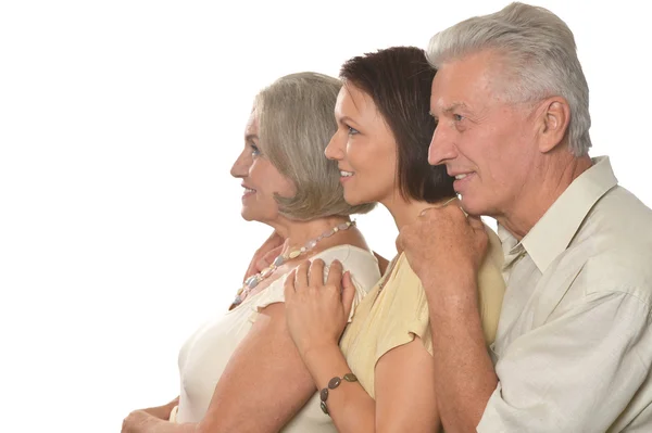 Hija adulta con padres mayores — Foto de Stock